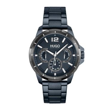Imagem de HUGO #Sport Relógio masculino multifuncional de aço inoxidável e pulseira de elos casual, cor: azul (modelo: 1530194), Azul, Relógio de quartzo