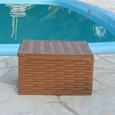 Imagem de Baú Cesta Caixa Organizadora Fibra Sintética 33x26x20,Quarto, cozinha, varanda, banheiro(Indiano)