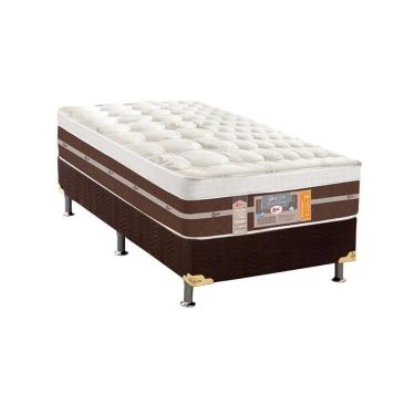 Imagem de Cama Box Solteiro: Colchão Molas Ensacadas Castor Pocket Silver Star Air Híbrido + Base Crc Suede Brown(88x188)