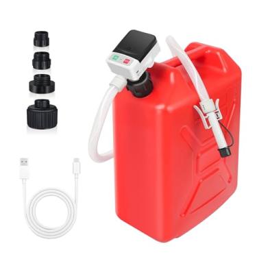 Imagem de Para bomba de transferência Saker Sakerplus, portátil de 3,2 GPM, bateria e modo USB alimentado com mangueira de 129 cm e 4 adaptadores de lata, compatível com gasolina, diesel, óleo - para ATVs