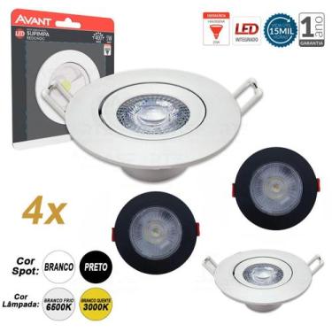 Imagem de Kit 4 Spot Led Embutir Direcionável Redondo Quente Frio - Avant, Branc
