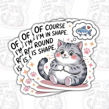 Imagem de 3 peças de adesivos de vinil de gato gordinho fofo com pensamento de peixe para laptop, garrafa de água, capacete, presente para amigos, família, amantes de gatos, colegas de trabalho 7,6 cm