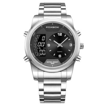 Imagem de Relógio Digital Masculino Casual Esportivo De Quartzo Em Aço Inoxidavel Impermeavel Prata