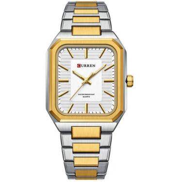 Imagem de Relógio Masculino Em Aço Inoxidável De Quartzo Casual Impermavel 3atm Branco Dourado