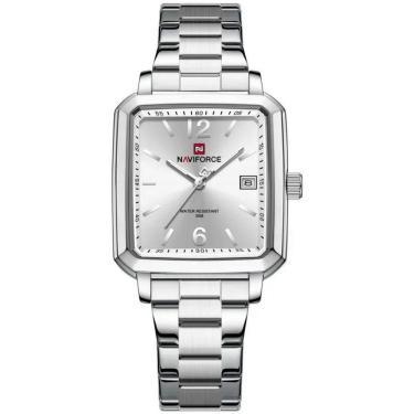 Imagem de Relógio Masculino Design Quadrado Casual Esportivo De Quartzo Impermeavel Branco Prata