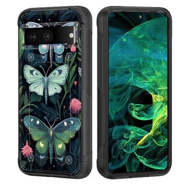 Imagem de wiaekosef Capa para Pixel 7a, capa protetora resistente de camada dupla de policarbonato rígido e silicone macio resistente à prova de choque para Google Pixel 7a 6,1 polegadas 2023, borboleta vintage botânica