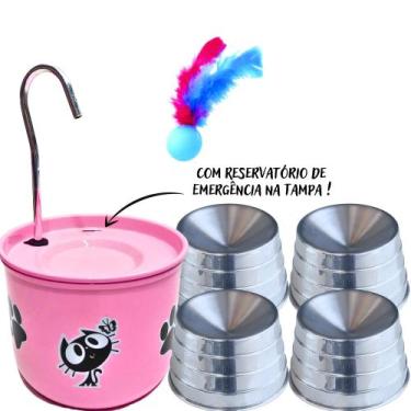 Imagem de 1 Bebedouro Rosa Para Gato com 4 Comedouros Ergonômicos - DM SOLUÇÕES