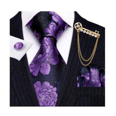 Imagem de Conjunto de gravatas Barry.Wang Silk Woven Purple 150cm