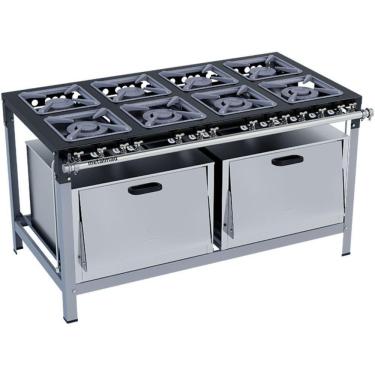 Imagem de Fogão Industrial Stori Premium 8 Bocas 30x30 Com 2 Fornos M20 Metalmaq Fogão Baixa Pressão Pintado