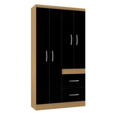 Imagem de Guarda Roupa Solteiro Milão 4 Portas Damasco Preto – Poquema