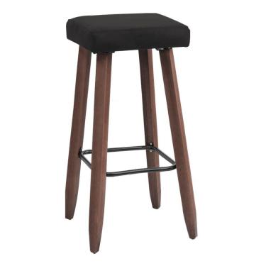 Imagem de Banqueta Alta Kiara Estofada Em Suede Com Pés Em Madeira