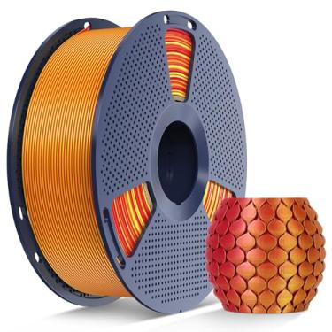 Imagem de SUNLU Filamento PLA de seda de duas cores, filamento de impressora 3D PLA de seda de 1,75 mm, filamento de impressora 3D de seda brilhante, precisão dimensional +/-0,02 mm, carretel de 1 kg (1 kg