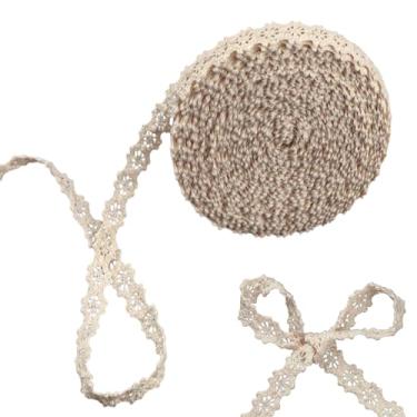 Imagem de Fita de renda vintage de 10 metros, acabamento de renda de crochê bege de 1 cm para costura, acabamento de fita de algodão para artesanato, embrulho de embalagem de presente, decoração de casamento