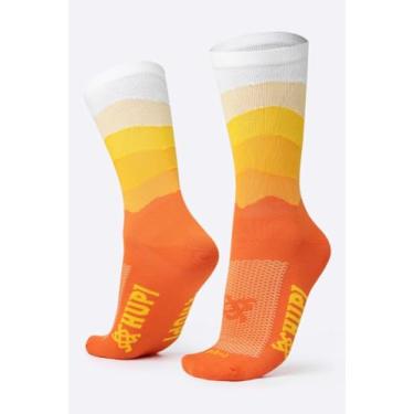 Imagem de Meia para Corrida Ciclismo Hupi Colors Amarelo/Laranja Adulto Unissex 1 Par