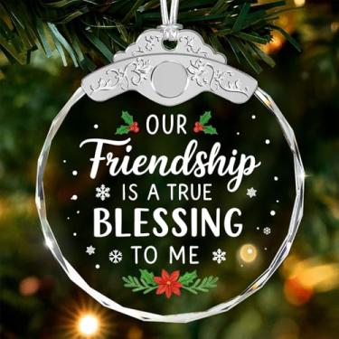 Imagem de GIFTELIX Enfeites de Natal - Presentes de Amizade para Mulheres - Nossa Amizade é uma Verdadeira Bênção para Amigas Fêmeas - Lembrança de Vidro Sentimental - Presentes de Aniversário de Amigo para