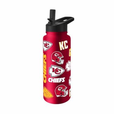 Imagem de Team Fan Apparel Garrafa de água NFL 1000 ml Native Quencher, tampa sem vazamento, copo de aço inoxidável, isolado para bebidas quentes e frias (Tampa Bay Buccaneers - vermelho)