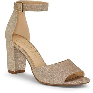 Imagem de Jessica Simpson Sandália feminina Sherron com tira no tornozelo e salto bloco, Champanhe, 34
