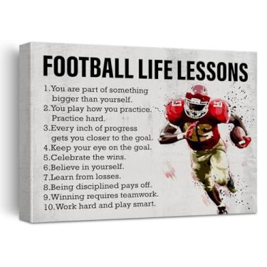 Imagem de Arte de parede de futebol, decoração inspiradora, lições de vida de futebol, impressão emoldurada, 28 x 35 cm, para decoração de casa, quarto, escritório, presentes de futebol para homens e meninos