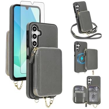 Imagem de Capa de telefone para Samsung Galaxy A14/M14 5G carteira com zíper capa de bolsa e protetor de tela alça transversal 2 em 1 magnético destacável bloqueio RFID Flip A 14 4G 14A 14M G5 mulheres homens