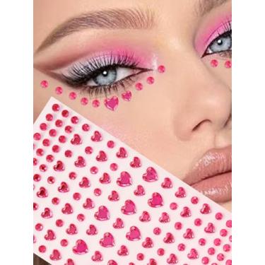 Imagem de 1 adesivo realista 3D vermelho em forma de coração com strass para o rosto, presente de festival, faça-você-mesmo, festival de música, baile de máscaras, adequado para cabelo, olhos, rosto, decorações