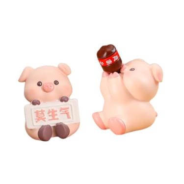 Imagem de IEUDNS 2x Estátua de Animal Escultura Pequena e Fofa Colecionável Criativa Miniatura Ornamento para Mesa de Entrada Sala de Estar Prateleira, Porquinho