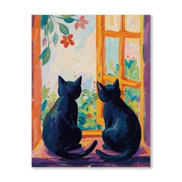 Imagem de RLTXBUK Kits de ponto cruz de gato preto, presentes femininos para amantes de mães de gatos pretos para mulheres, kits de ponto cruz para iniciantes, adultos e crianças, presentes para amantes de