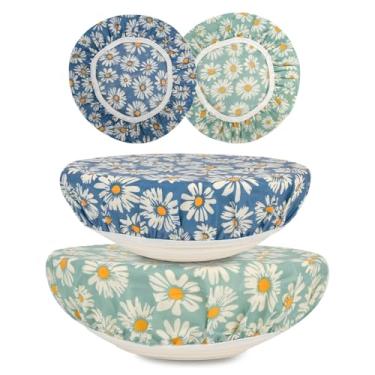 Imagem de BERBAM Capas de tigela reutilizáveis para impermeabilização de pão (2 grandes) - Capas de tigela de cera de abelha de algodão reutilizáveis com borda elástica, tampa de tigela de fermento para