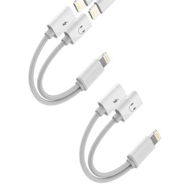 Imagem de Adaptador Lightning para iPhone (pacote com 2) fones de ouvido, carregador, dongle, áudio, microfone, fones de ouvido, acessórios para Apple 14 13 12 Pro Max para iPad, cabo auxiliar, fones de ouvido