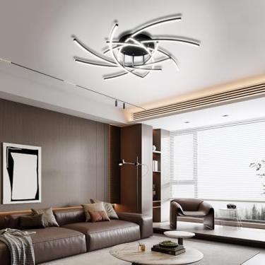 Imagem de Luminária de teto LED moderna para sala de estar - Regulável, faixa de iluminação criativa para quarto com controle remoto - Luminária de teto curva e giratória em acrílico - Adequada para s