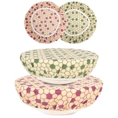 Imagem de BERBAM Capas de tigela reutilizáveis para impermeabilização de pão (2 grandes) - Capas de tigela de cera de abelha de algodão reutilizáveis com borda elástica, tampa de tigela de fermento para
