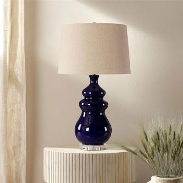 Imagem de Luminária de mesa contemporânea de cerâmica, estilo americano, luxuosa, com LED, para sala de estar, quarto, escritório, casa de campo, hotel ou mesa de cabeceira (Estilo 294B)