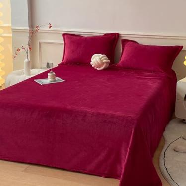 Imagem de MorroMorn Jogo de lençol solteiro de flanela ultramacio de lã de pelúcia fofa 4 peças - jogo de cama para todas as estações com plano, bolso profundo e 2 fronhas, veludo luxuoso aconchegante (vermelho