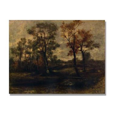 Imagem de NHLDZYH Arte em tela de paisagem estilo constable (campos ocidentais), pintura romântica do campo inglês, decoração de parede texturizada com pincelada pesada. Apenas tela 30x40cm-11,8x15,7 pol