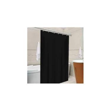 Imagem de Cortina de Box Copacabana, PVC, Preto, 1,38m x 1,98m, Antimofo, Design Moderno, com Ganchos para Banheiro
