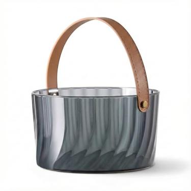 Imagem de Balde de Gelo Acrílico 4 L com Alça de Couro – Champanheira Transparente, Leve e Resistente para Bebidas e Festas