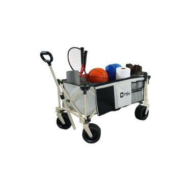 Imagem de Carrinho de Carga Dobrável Multiuso, Estrutura em Aço, Capacidade 80kg, Bege, 92x49x89cm, com Bolsa de Transporte, para Camping, Praia e Pesca