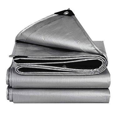 Imagem de OKUOKA Lona impermeável resistente protetor solar cobertura de piso pano prata leve anel de metal ilhós toldo de pátio ao ar livre, 19 tamanhos (cor: prata, tamanho: 5,8 x 6,8 m)