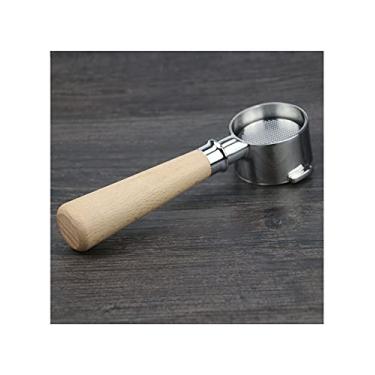 Imagem de HYUWANGYU Máquina de café expresso portátil sem fundo 51 mm filtro de café sem fundo adequado para Breville Delonghi máquina de café expresso cabo de madeira maciça filtro cesta acessórios utensílio