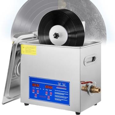 Imagem de Limpador UltrassôNico de Discos de Vinil de 6.5L,Temperatura AjustáVel De 0 A 80 °C, 3 CabeçAs VibratóRias com RotaçãO AutomáTica para limpeza de Discos de Vinil e CDs