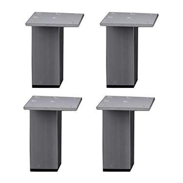 Imagem de ZJYWMM Conjunto de 4 pernas de móveis, armários quadrados de liga de alumínio resistente, armários de mesa para sofá, para suporte de TV e projeto DIY doméstico, parafusos incluídos, cinza (20 cm)
