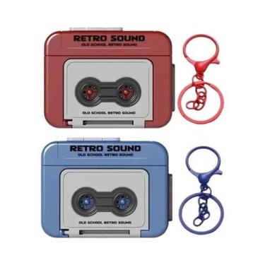 Imagem de Chaveiro Mini Gravador De Fita Vintage Vermelho E Azul Presente Para C