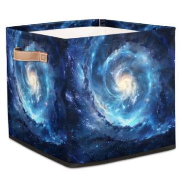 Imagem de hongjinglin Cestas dobráveis de armazenamento de cubos universo, sistema solar, galáxia, caixas dobráveis brinquedo infantil com alças organizador de tecido para berçário, sala de estar, quarto