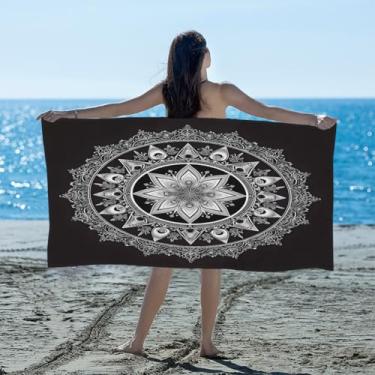 Imagem de hongjinglin Toalha de praia absorvente de secagem rápida branca mandala étnica microfibra leve toalha de piscina toalhas de banho macias sem areia para praia, natação, banheiro, chuveiro, acampamento