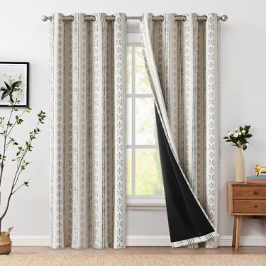 Imagem de Cortinas térmicas opacas de 160x240 cm estilo bohemio Jinchan, 2 panel