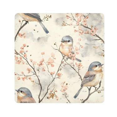 Imagem de SEHANY Saco de maquiagem de pano autoadesivo colorido flores primavera pássaro mágico protetor portátil para lente de câmera envoltório cosmético, bolsa de maquiagem aberta para mulheres, itens