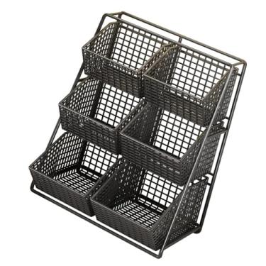 Imagem de Ｂｅｓｇａ Suporte para cesta de legumes e frutas, grande capacidade, 3 camadas, 6 grades, organizador de para despensa e