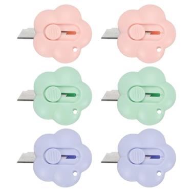 Imagem de Generic Cortadores de caixa, 6 peças abridor de cartas retrátil em forma de nuvem pequeno abridor de envelope para corte de papel de abertura de envelope faça você mesmo, rosa/roxo/verde (1,8 x 1,8