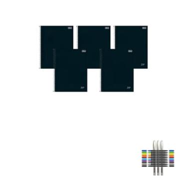 Imagem de Kit Caderno Universitário Zip Preto 1M 80F Tilibra + Caneta Trigel Branca 0.8mm Caixa com 12 Unidades + Marcador Artístico Brush Dual Tip 10 Cores Cis