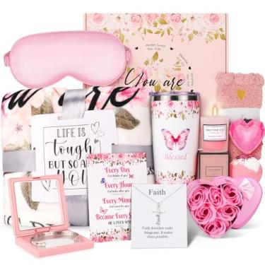 Imagem de Presentes Cristãos para Mulheres Fé, Presentes Inspiradores para Mulheres, Cesto de Batismo Católico Religioso Espiritual, 14 Peças Presentes de Aniversário para Mulheres Fé Mãe, Amigas, Irmã, Esposa