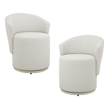 Imagem de Kit 02 Poltronas Orgânicas Living Mavi Fixa Bouclê Creme - Abmaza